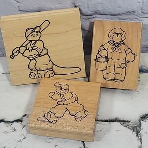 Vintage 90s Daisy‎ Kingdom Rubber Stamps Lot Of 3 Dinosaur Teddy Bear Crafts